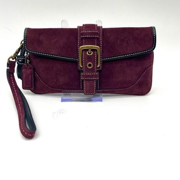 Coach Handbags - COACH EXTREMELY RARE SOHO, Suede Burgundy Clutch